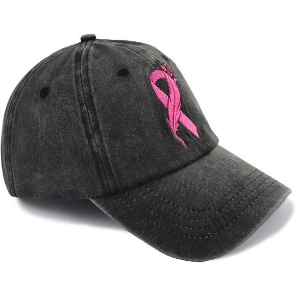 Pink Ribbon Breast Cancer Awareness Hat Adjustable Cotton Baseball Cap for Women main image 6